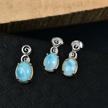 D'Joy Larimar Schmuckset 925 Silber platiniert und vergoldet ca. 5,58 ct.