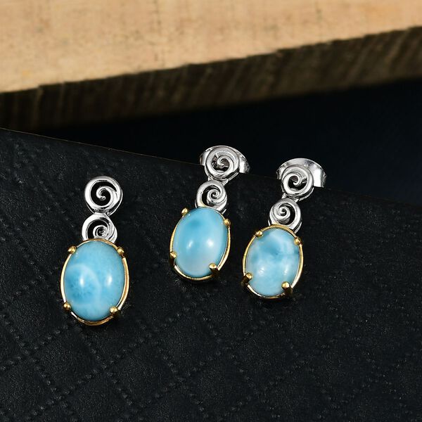 D'Joy Larimar Schmuckset 925 Silber platiniert und vergoldet ca. 5,58 ct. image number 2