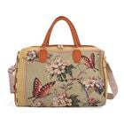 "Life style Color:Light blue with white flower and butteflies /Profile:Duffel bag wall(exterior):Polyester Lining(interior): polyester; Pockets(exterior):Zipped-1;Button-1,Pockets(interior):Card slot-5 Measurement:45*23*27cm "