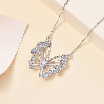 GP Italian Garden Kollektion- Wei&szlig;e Diamant und blaue Saphir-Halskette, 45cm, 925 Silber rhodiniert - 0,51 ct,