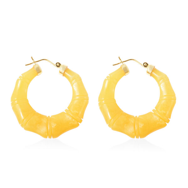 Gelbe Jade-Creolen, 925 Silber vergoldet ca. 77.50 ct image number 4