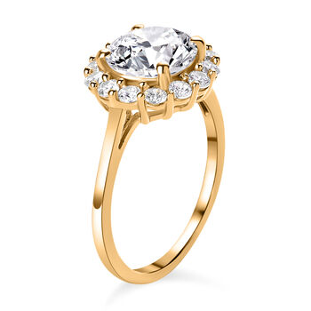 LUSTRO STELLA - wei&szlig;er Zirkonia-Ring, 925 Silber vergoldet (Gr&ouml;&szlig;e 18.00) ca. 4,36 ct