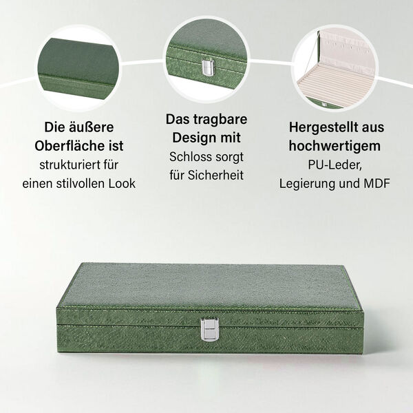 XL Premium Schmuckbox, 40x28x6 cm, grün image number 3