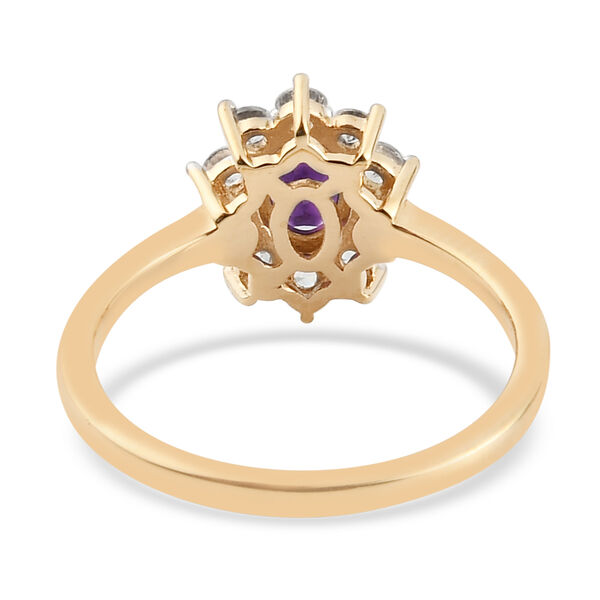 Afrikanischer Amethyst und Zirkon Ring 925 Silber vergoldet  ca. 0,91 ct image number 5