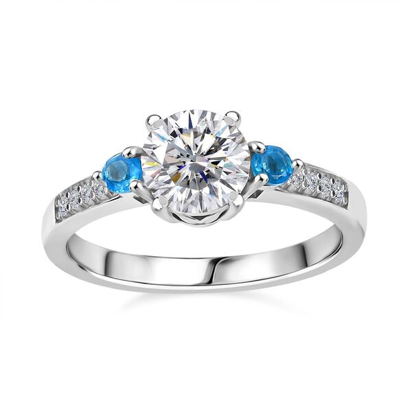 Moissanit und Neon Apatit Ring - 1,24 ct. image number 4