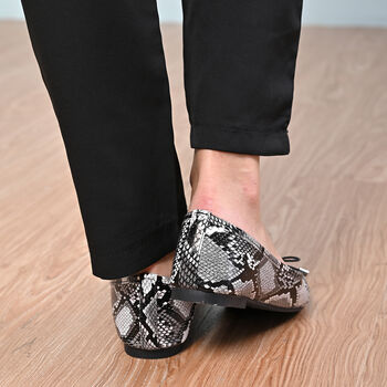 LA MAREY - Damen Ballerinas, Schlangenmuster, Gr&ouml;&szlig;e 40