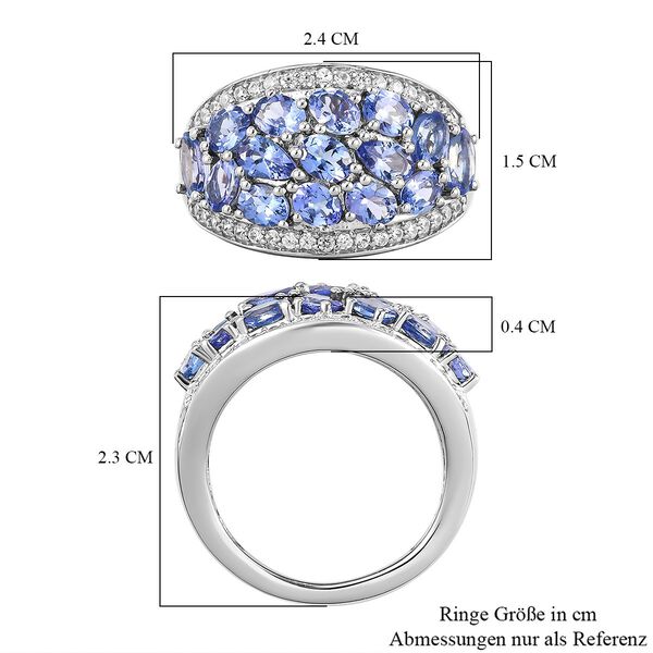 AA Tansanit und weißer Zirkon-Ring, 925 Silber platiniert  ca. 4,34 ct image number 7