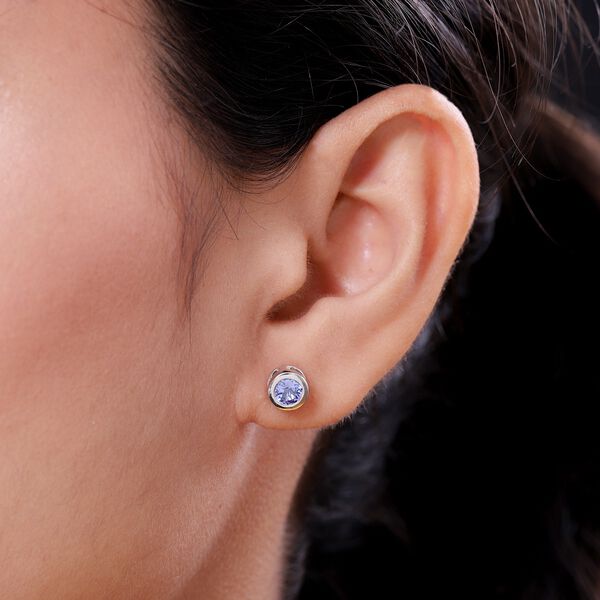 Tansanit Ohrstecker 925 Silber platiniert ca. 0,81 ct image number 3