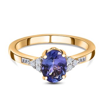 AA Tansanit, wei&szlig;er Diamant Ring, 585 Gold (Gr&ouml;&szlig;e 17.00) ca. 1.48 ct