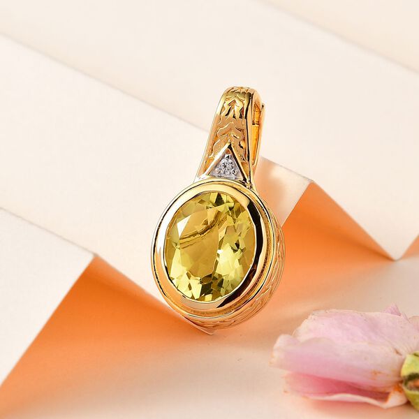 AAA Ouro Verde Quarz und Zirkon Anhänger, ca. 4,41 ct. image number 2