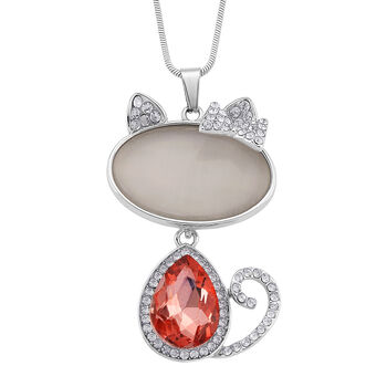 Erstellt wei&szlig;es Katzenaugen, Rosa Kristall Anh&auml;nger mit Kette ca. 63.5 cm + 5 cm Extender