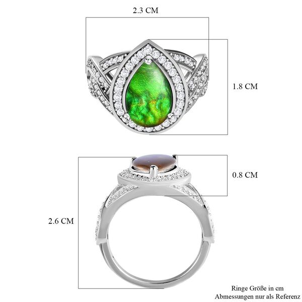 Kanadischer Ammolit und weißer Zirkon Ring, 925 Silber platiniert, ca. 3.30 ct image number 7