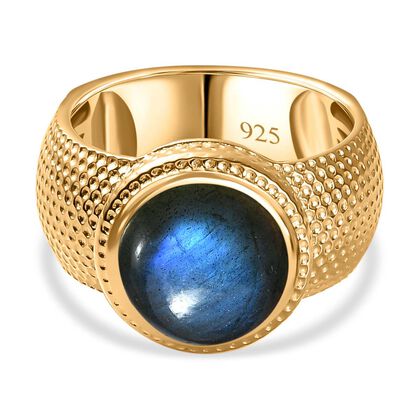 AAA Labradorit Ring 925 Silber Gelbgold Vermeil (Gr&ouml;&szlig;e 17.00) ca. 4,35 ct