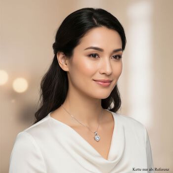 LUXURIANT VS-EF Labor Diamant Herz Anh&auml;nger, 925 Silber rhodiniert - 1 ct.