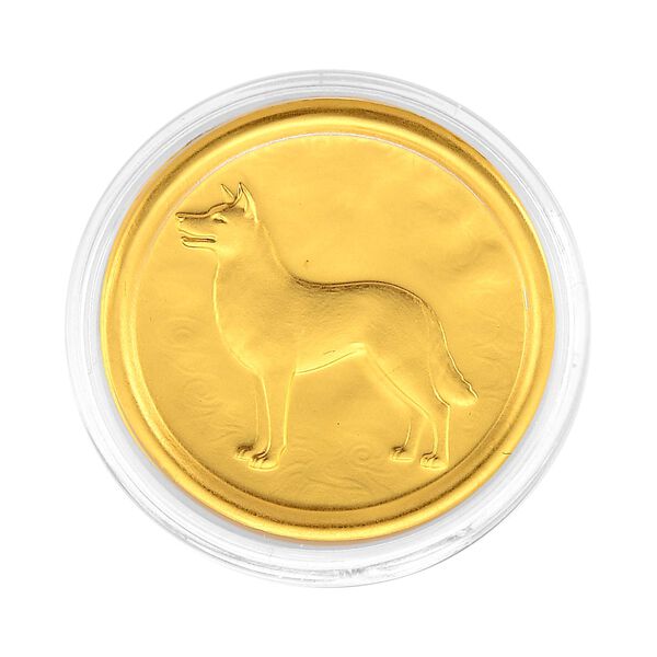 999er Goldm&uuml;nzefolie mit Hundemotiv und Regenbogen-Designlinie, 100mg image number 3