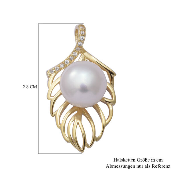 S&uuml;&szlig;wasser Perle und Simulierter Wei&szlig;er Diamant Anh&auml;nger 925 Silber vergoldet ca. 0,13 ct image number 4