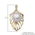 Süßwasser Perle und Simulierter Weißer Diamant Anhänger 925 Silber vergoldet ca. 0,13 ct image number 3