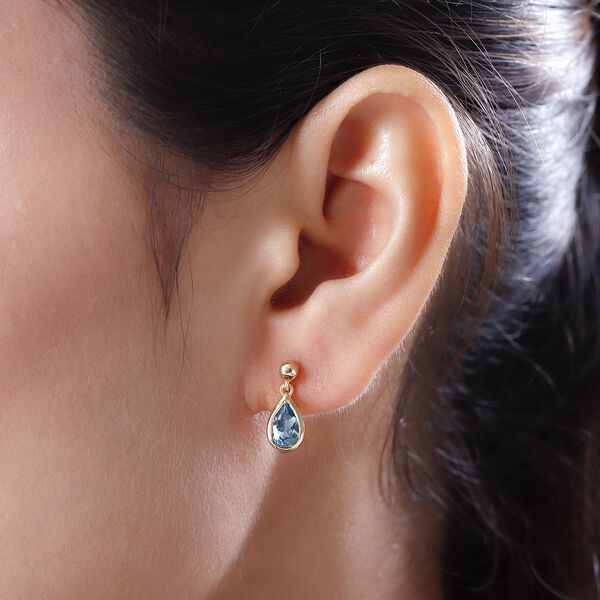 Schweizer Blautopas-Ohrringe, 925 Silber vergoldet ca. 2,05 ct image number 3