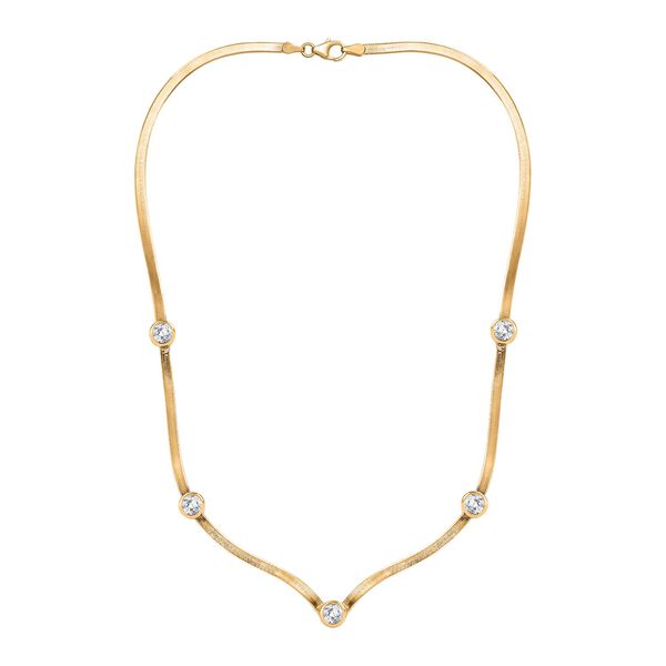 J Francis gefertigt mit SWAROVSKI-  Swarovski Zirkonia Halskette, 45cm, 925 Silber 750 Gelbgold Vermeil image number 4