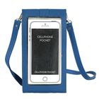 100% echte Leder Crossbody Handy-Brieftasche mit RFID Schutz, Blau image number 1