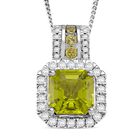 Djoy EXKLUSIVER ASSCHER SCHLIFF Natürlicher Peridot Schmuckset 925 Silber rhodiniert ca. 2.18 ct