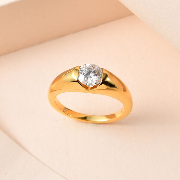 Moissanit Solit&auml;r Ring in Silber mit Gelbgold Vermeil - 0,76 ct. image number 3