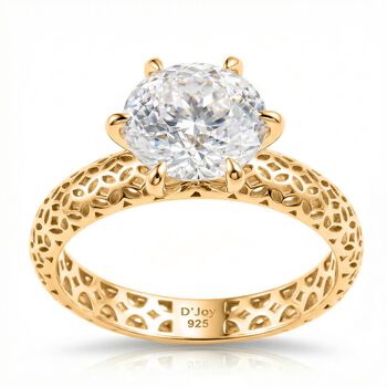 D'Joy Moissanit Ring, 925 Silber 750 Gelbgold Vermeil - 2,23 ct.