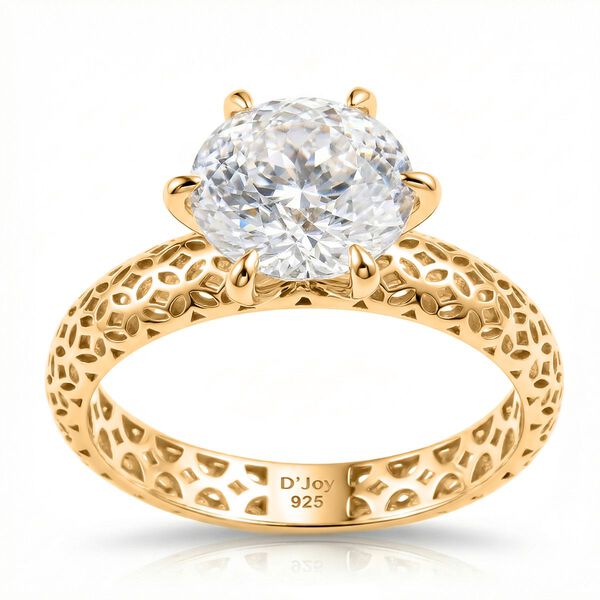 D'Joy Moissanit Ring 925 Silber 750 Gelbgold Vermeil (Gr&ouml;&szlig;e 17.00) ca. 2,23 ct image number 3