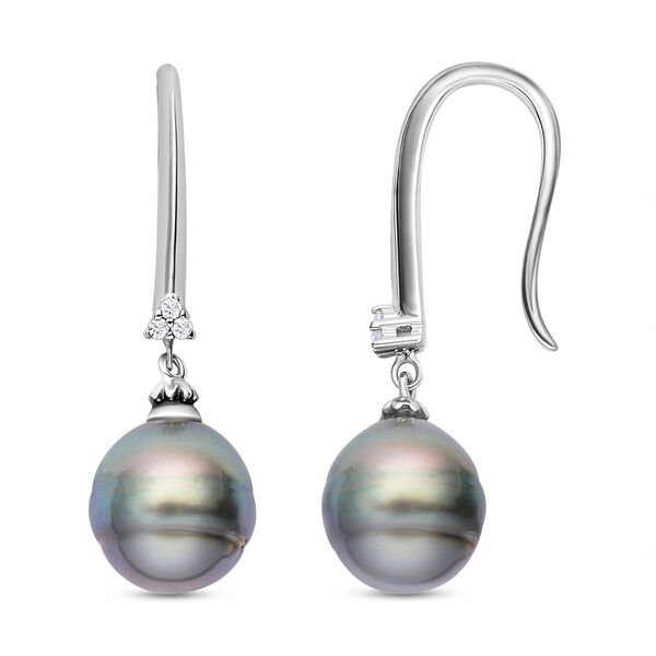 10-11 mm Tahiti-Zuchtperlen und wei&szlig;e Zirkon-Ohrringe image number 4