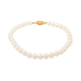 Süßwasser Perle Armband ca. 18 cm Messing Gelbes Gold 3.45 ct