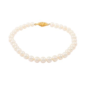 S&uuml;&szlig;wasser Perle Armband ca. 18 cm Messing Gelbes Gold