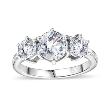 Moissanit Ring, 925 Silber rhodiniert - 2,06 ct.