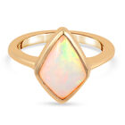 Natürlicher Äthiopischer Opal Solitär Ring 925 Silber Gelbgold Vermeil image number 0