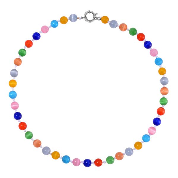 Mehrfarbige Katzenaugen Halskette mit Chatoyance-Effekt, 50 cm image number 3