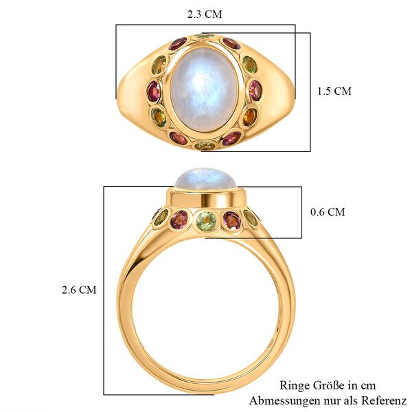 Regenbogen Mondstein, Mehrfarbiger-Turmalin Ring Messing (Größe 18.00) ca. 3.72 ct image number 7