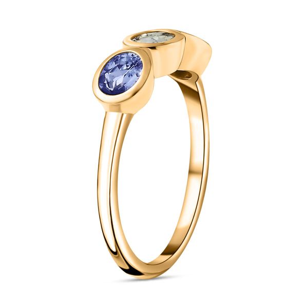 Pfau Tansanit, Tansanit Ring 925 Silber 750 Gelbgold Vermeil (Gr&ouml;&szlig;e 17.00) ca. 0,99 ct image number 5