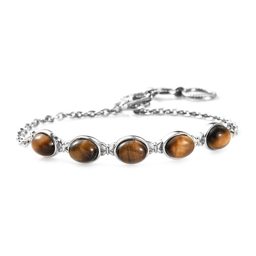 Tigerauge Armband mit Knebelverschluss, 19 cm, Edelstahl ca. 11,94 ct image number 0