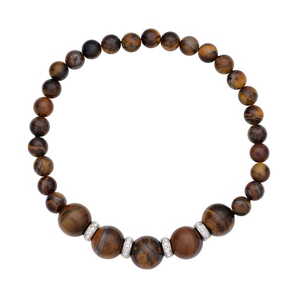 Gelbes Tigerauge Armband, ca. 19 cm, 316L Edelstahl ca. 72.20 ct