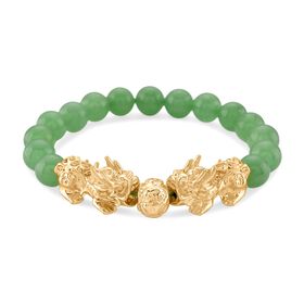 Grüner Aventurin Armband, flexibel, vergoldet ca. 150.00 ct