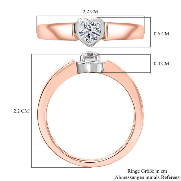LUXURIANT SI-GH Labor Diamant Ring, 925 Silber rhodiniert und 750 Roségold Vermeil  - 0,20 ct. image number 6