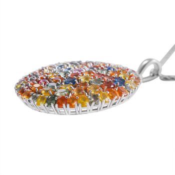 Mehrfarbiger Saphir Anh&auml;nger mit Kette, ca. 18,15 ct.