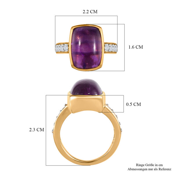 Afrikanischer Amethyst, weißer Zirkon Ring, 925 Silber vergoldet (Größe 20.00) ca. 7.97 ct image number 6