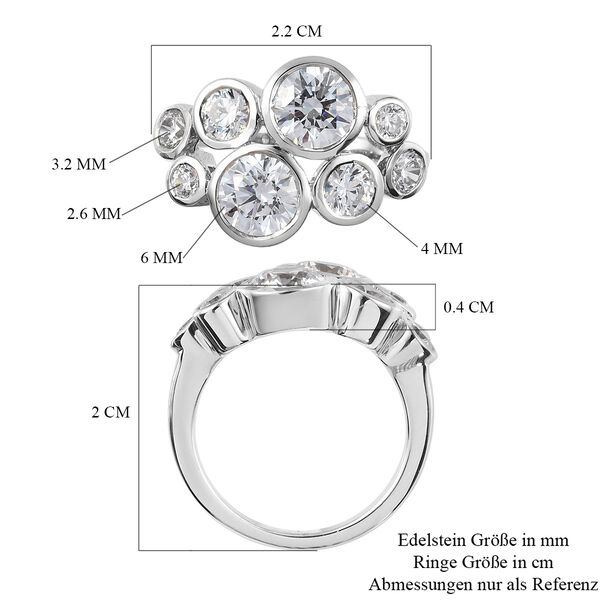 LUSTRO STELLA Hergestellt mit ZIRKONIA Ring 925 Silber Platin-&Uuml;berzug (Gr&ouml;&szlig;e 16.00) ca. 2,19 ct image number 7