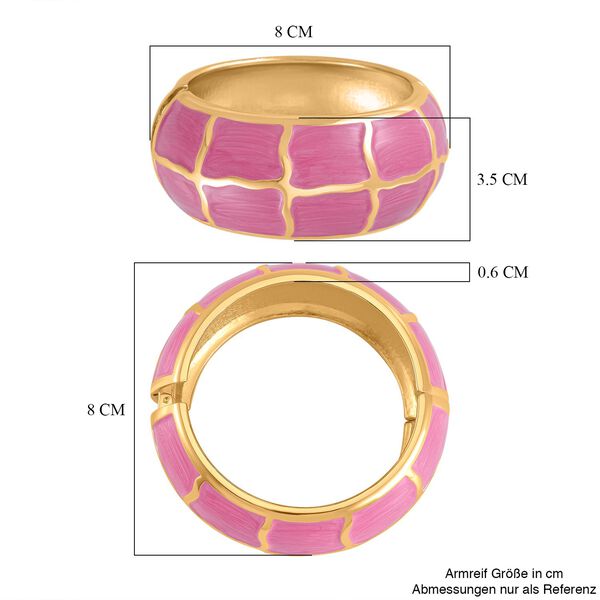 Emaillierter Gitternetz-Muster-Armreif, ca. 18 cm, ca. 87,60g Rosa image number 5