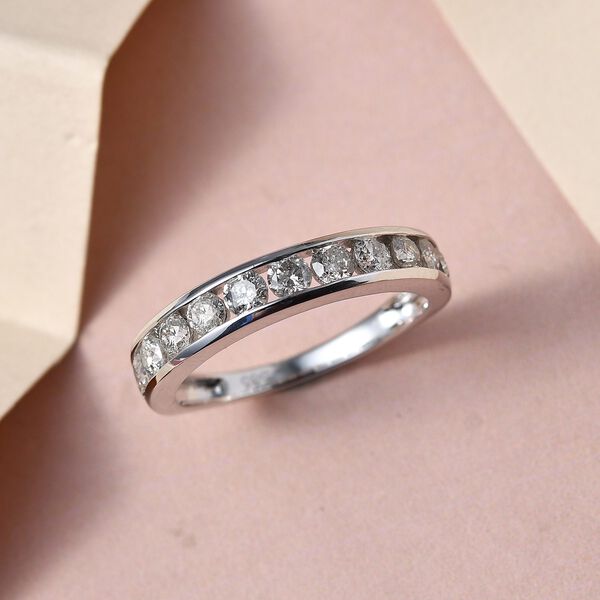 Diamant Half Eternity-Ring, I2-GH SGL zertifiziert, 585 Wei&szlig;gold (Gr&ouml;&szlig;e 18.00) ca. 1,00 ct image number 2