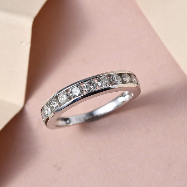Diamant Half Eternity-Ring, I2-GH SGL zertifiziert, 585 Weißgold (Größe 18.00) ca. 1,00 ct image number 1