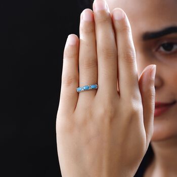 Amerikanischer Sleeping Beauty T&uuml;rkis und Zirkon-Ring - 0,79 ct.