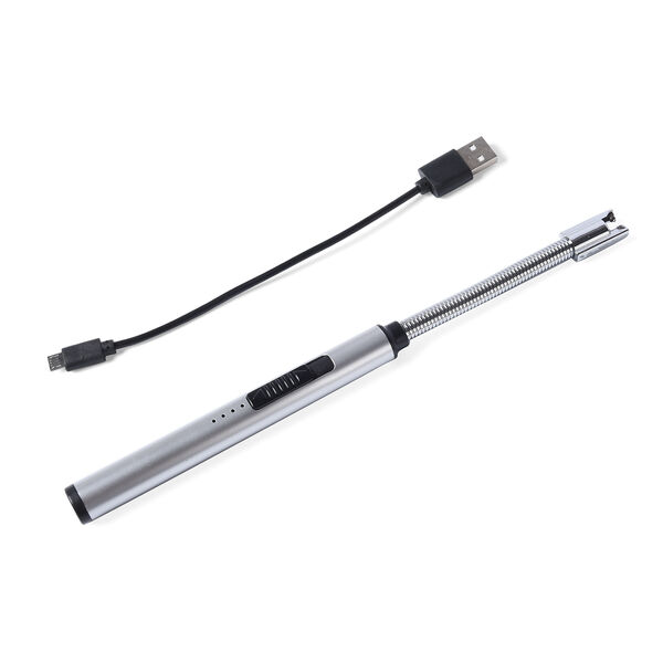 Wiederaufladbares USB - Feuerzeug, Gr&ouml;&szlig;e: 24,2x0,15 cm, Silber image number 2