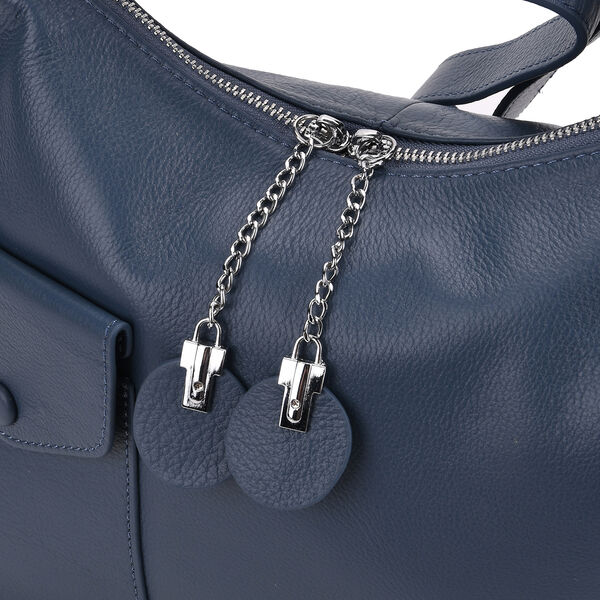 Crossbody Tasche aus echtem Leder, 29,5×12×26 cm, Blau image number 5