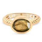 Labradorit Solitär Ring 925 Silber 585 Vergoldet image number 0